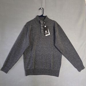 NWT Akademiks Mens Gray Knit 4 Button Henley Sweater Size Large